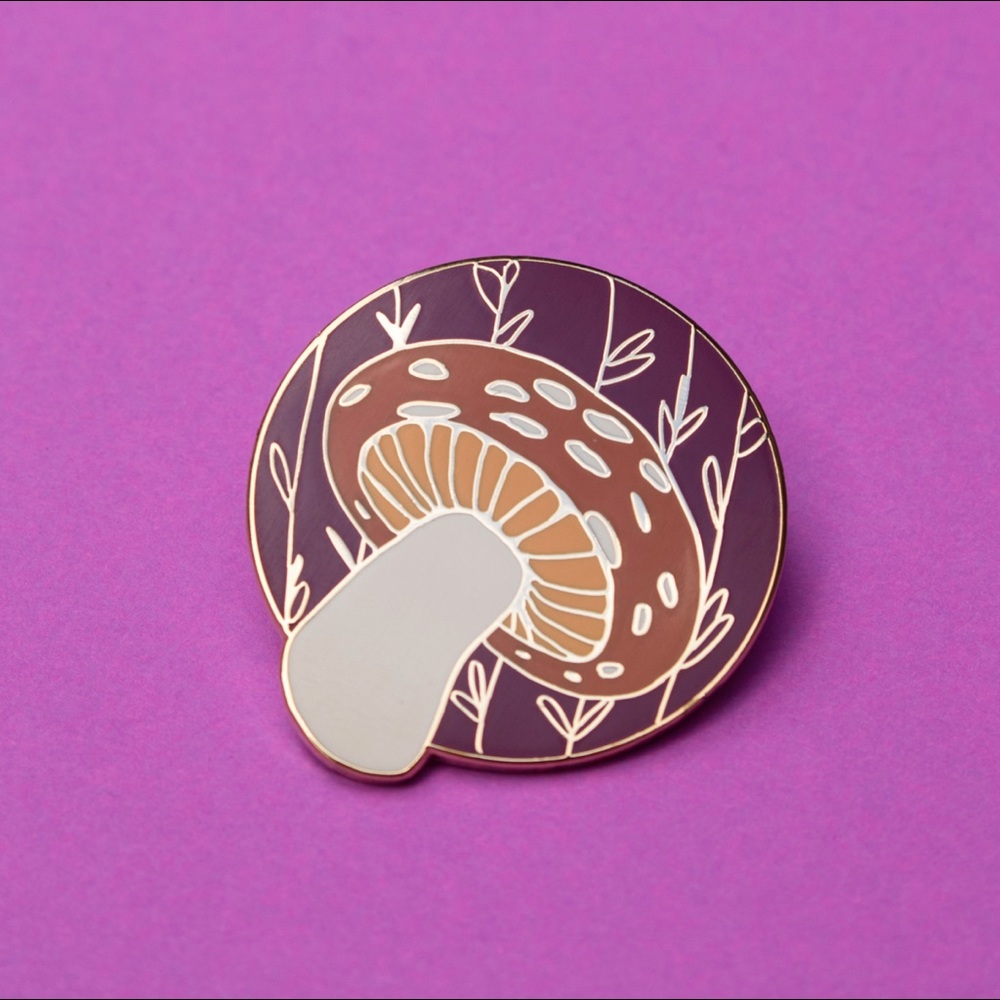 Mushroom enamel pin